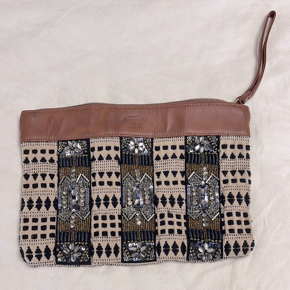 Brown and Black Patterned Clutch